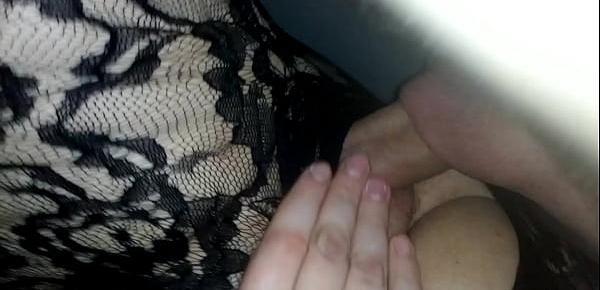  Horny BBW wear crotchless bodysuit and play with dick